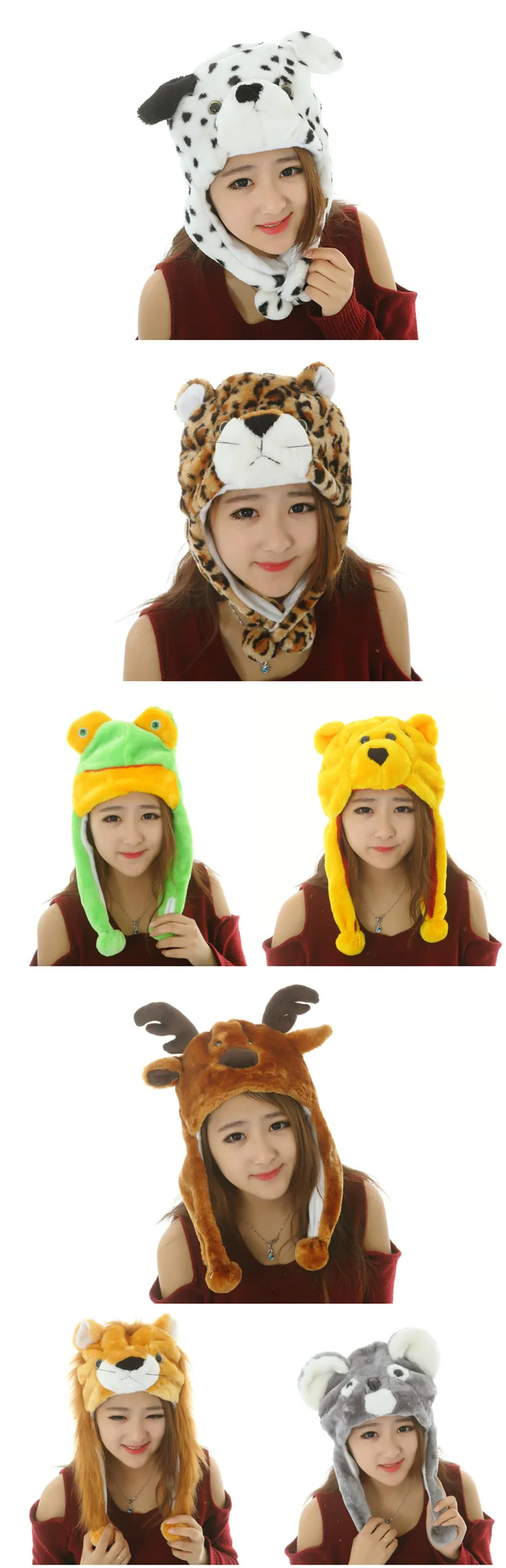 Plüsch Spaß Tierhüte One Size Cap Polyester mit Fleece Futter für Männer Frauen Teenager Junge Mädchen Mützen warm und süß – Detail 6