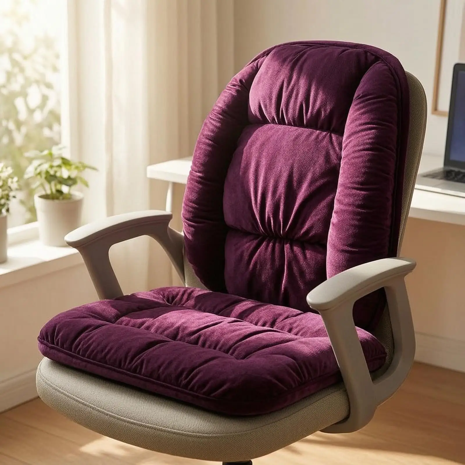 Chair Pad with Backrest Soft Seat Pad with Back Support Long-Lasting