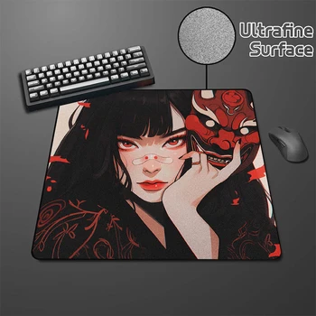 45x40CM Mask Girl Gaming Mouse Pad Professional Premium Speed ​​Mousepad Gamer E-sports Mouse Mat Game Locking Edge Keyboard Mats