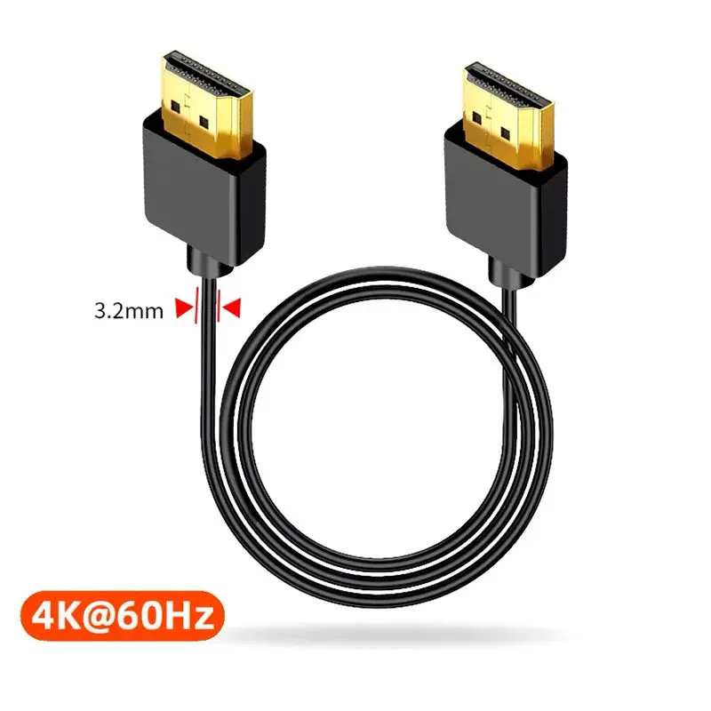 2.0 Version 4K@60Hz HDMI Compatible Male-M Ultra Soft Thin Line Computer TV Projector Monitor HD Signal Transmission Data Cable