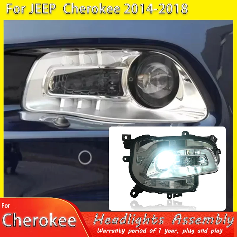

Фара для Jeep Cherokee 2014-2021 для Jeep Cherokee, комплект модернизированной фары в сборе с прозрачными линзами, дневные ходовые огни