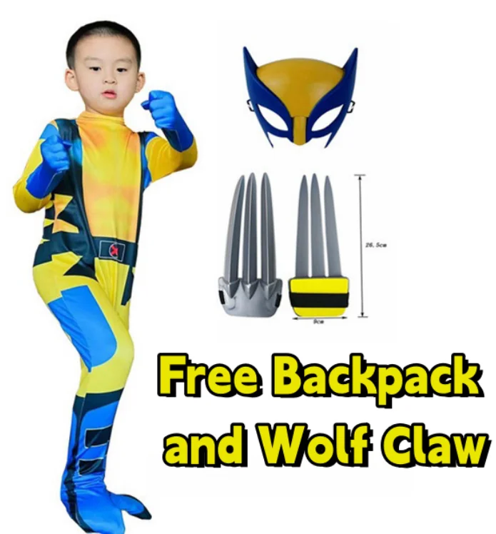 Halloween Deadpool Wolverine Kid przebranie na karnawał Deadpool 3. filmowy kombinezon Cosplay Halloween Party body dla chłopców i dziewcząt