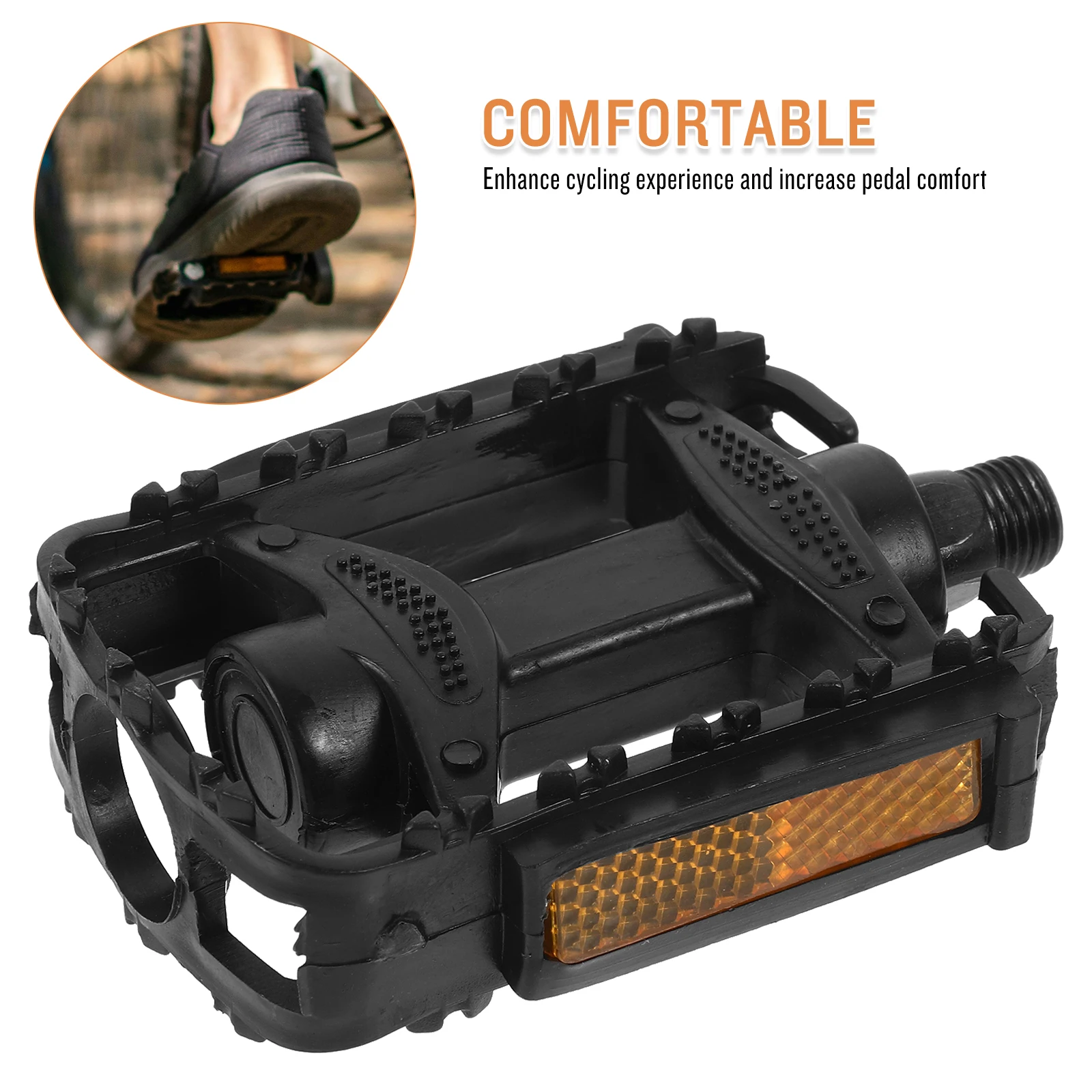 

1 Pair Black s Bike Pedals Durable Plastic Anti Slip Design For Bicycles Mountain Road Supplies Replacement