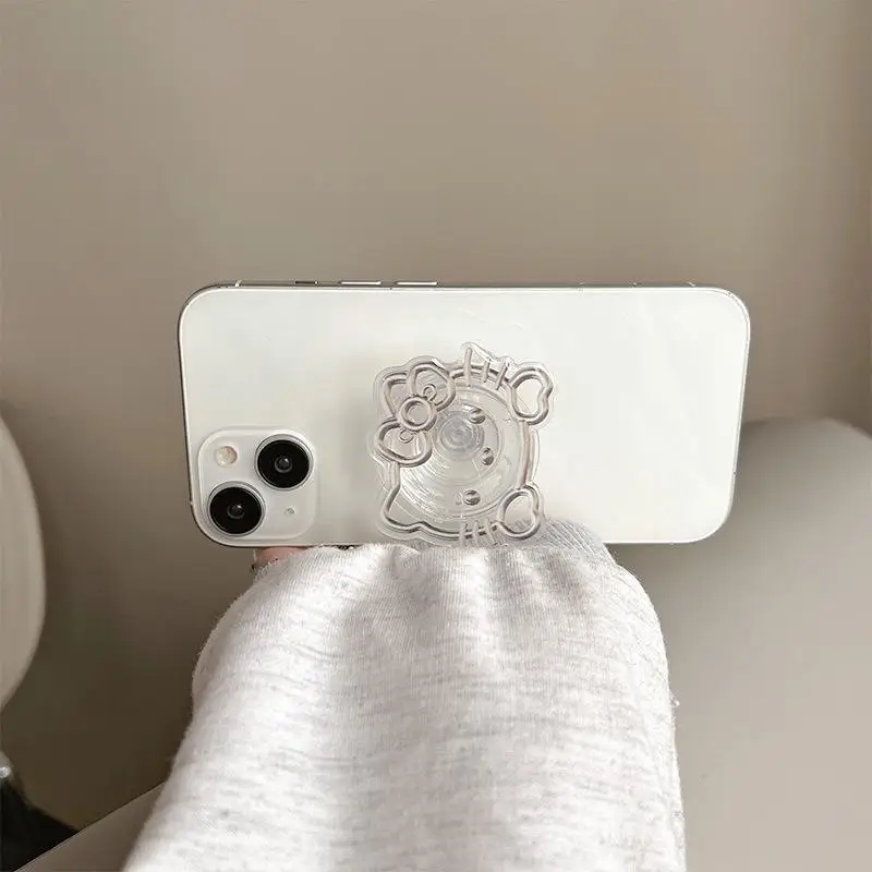 Hello Kitty Rack Sanrio Kawaii Anime New Cute Cartoon Transparent Mobile Phone Airbag Bracket Rotatable Ring Buckle Gift