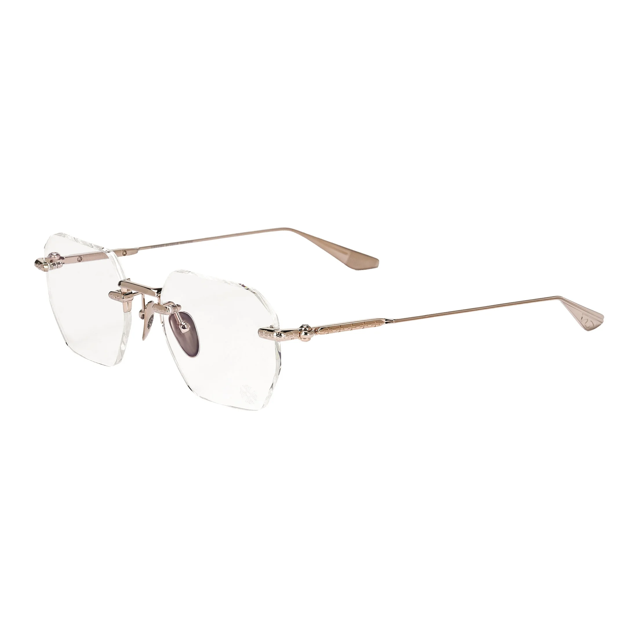 Chrome Hearts Irregular Shape Eyeglass Frames Men's Gold Holeshot-GP