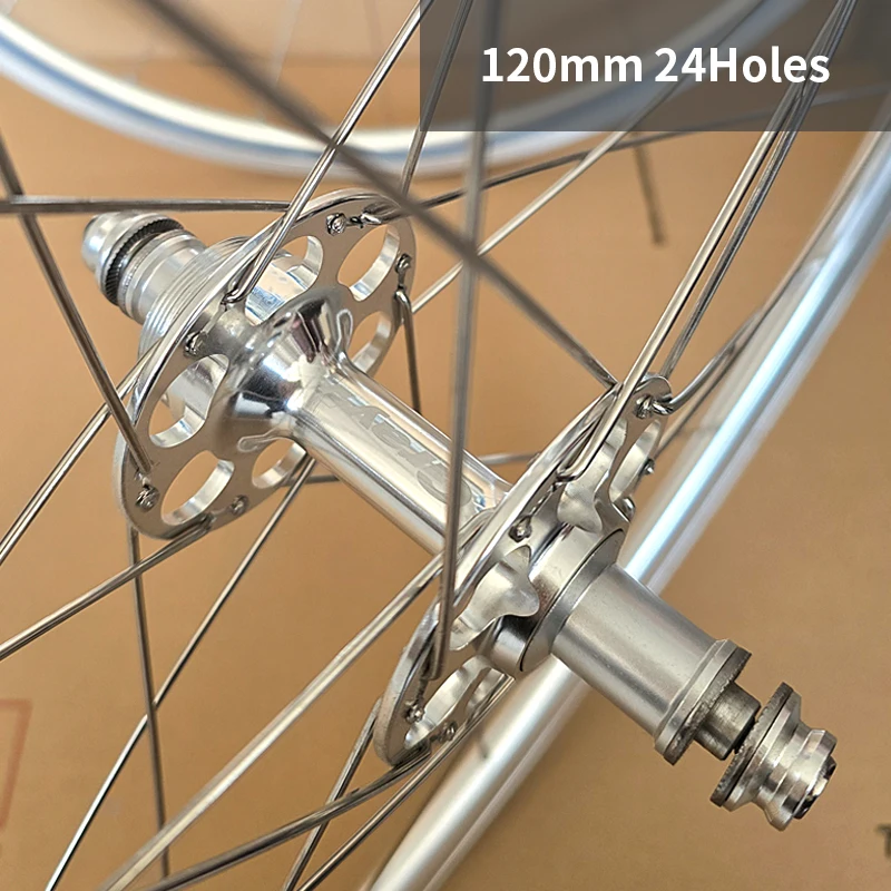 

700C Bicycle Wheel Set Silver Dead Aluminum alloy Wheel 100/120mm 24holes Sealed Bearing Hub Fixed Gear Tubular wheel