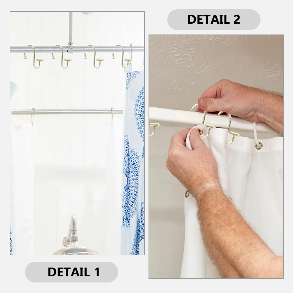 24 قطعة خطاطيف ستائر الدش شماعات معدنية مزخرفة مقاطع حديد مقاومة للصدأ للحمام حوض الاستحمام ستائر المنزلية #5