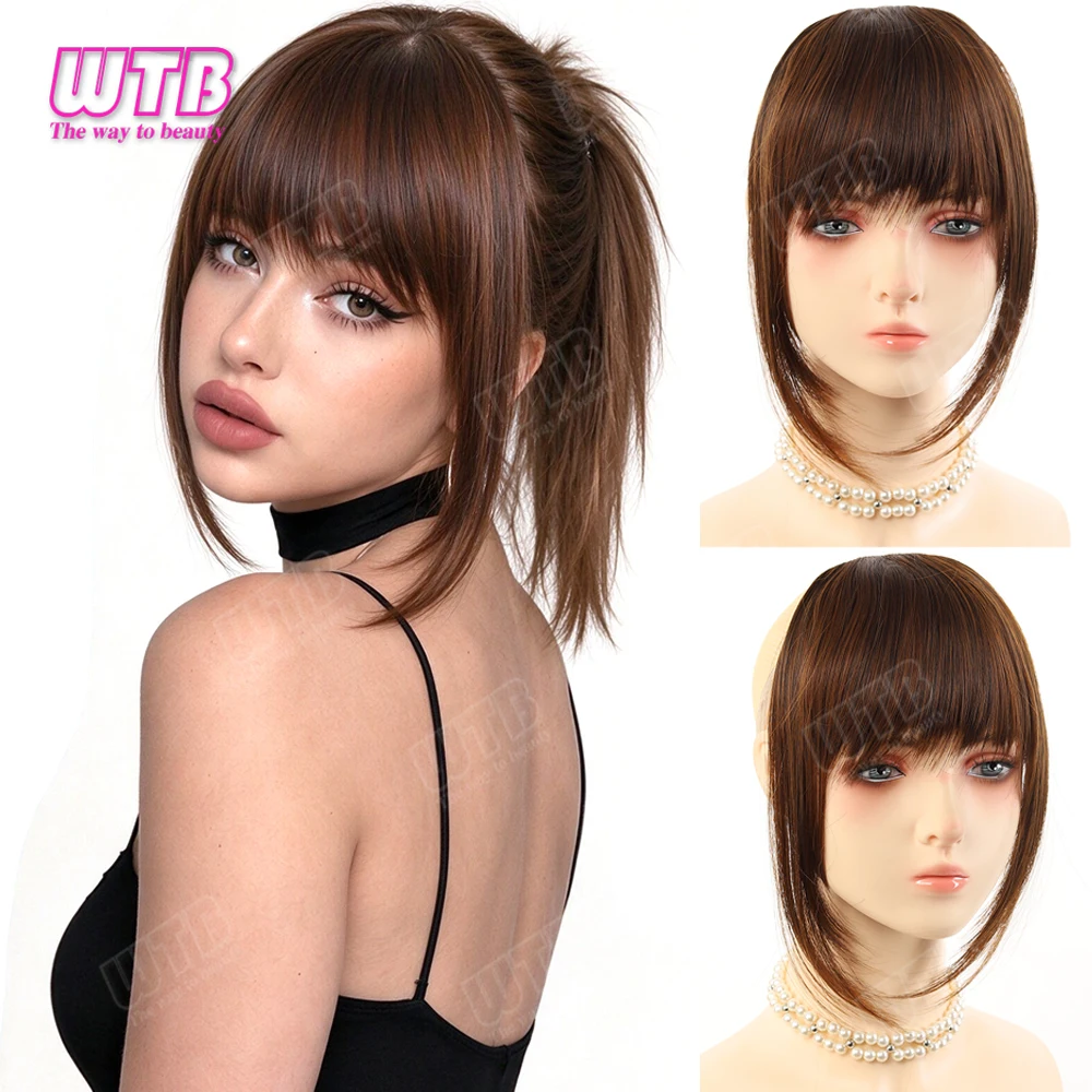 Synthetic Clip In Bangs Hair Extensions French Air Fringe With Sideburns Fake Bangs Hairpiece For Women Multiple Colors Daily We