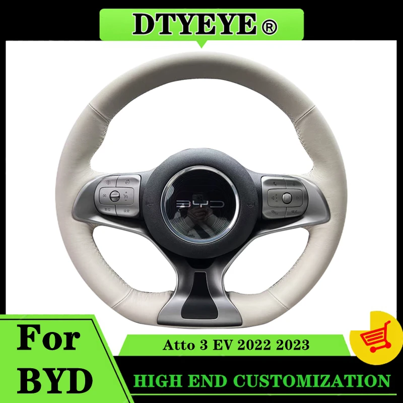 

Car Steering Wheel Cover For BYD Atto 3 EV 2022 2023 Car Interior Accessories Genuine Leather DIY Original Steering Wheel Braid