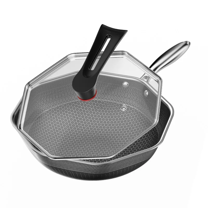 

New Chinese Style 316 Stainless Steel Octagonal Pot Non Stick Household Induction Cooker Gas General Kitchen Cookware Wok Pan