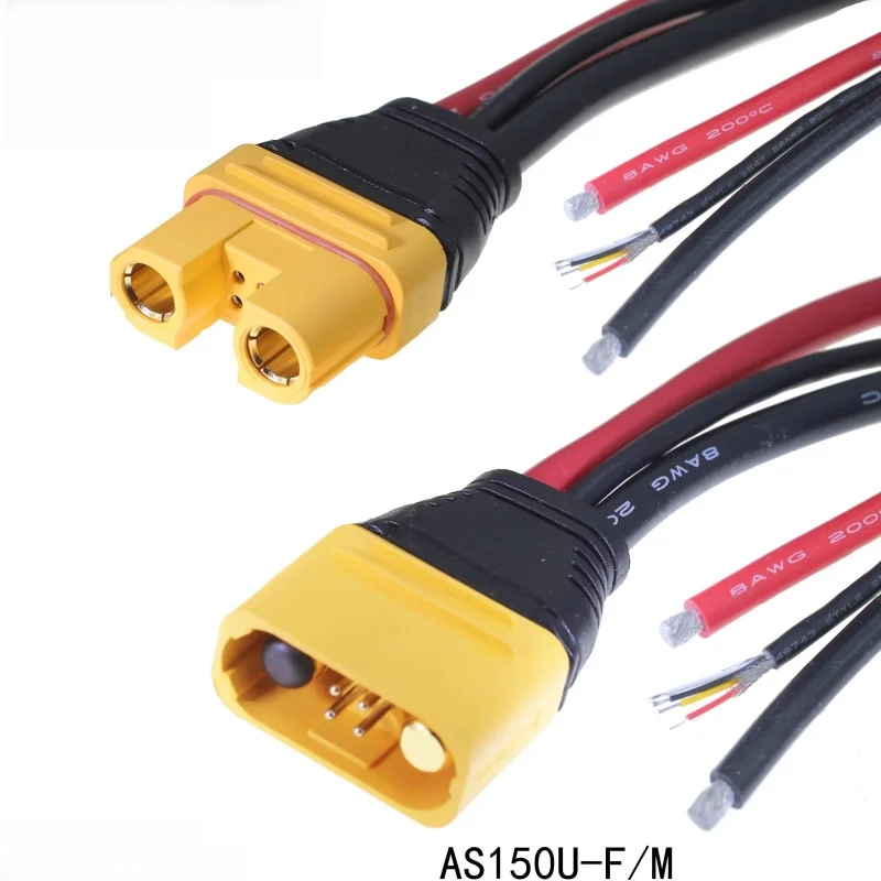 Amass AS150U 70A Copper Plated Male/Female Plug Connector 8AWG 35/55CM Silicone Cable For Lipo FPV Racing Plant Protection Drone