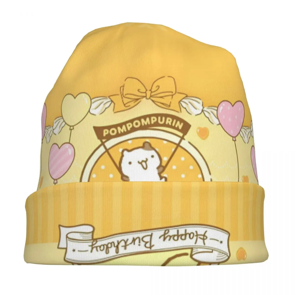 Happy Birthdany Pom Pom Purin Skullies Mutsen Hoeden Casual Mannen Vrouwen Straat Cap Warme Thermische Elastische Motorkap Hoed