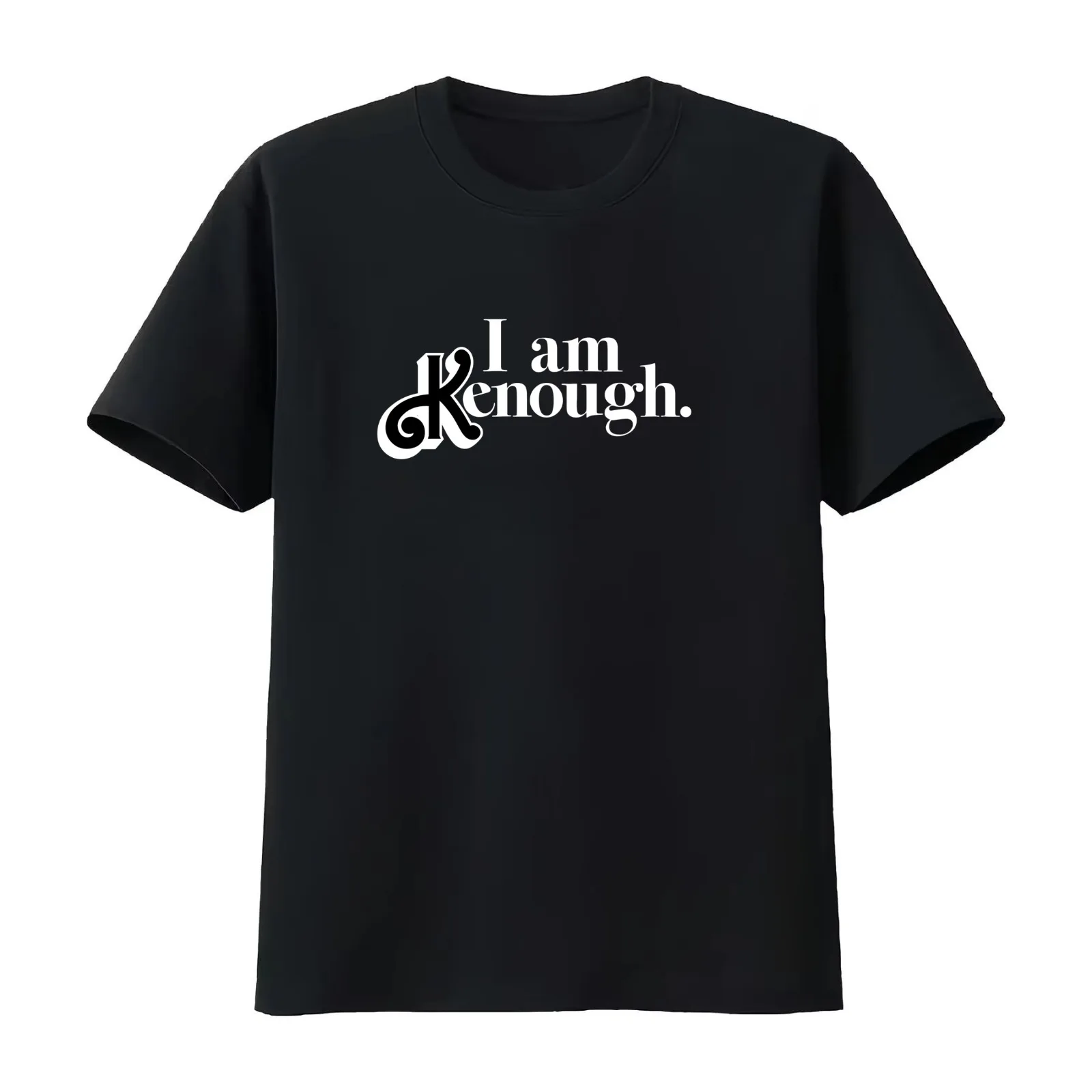 I am Kenough - 'K' Black Fill T-Shirt Summer Casual Cotton Tee Oversized Streetwear Tops Vintage Graphic Print 100% Cotton