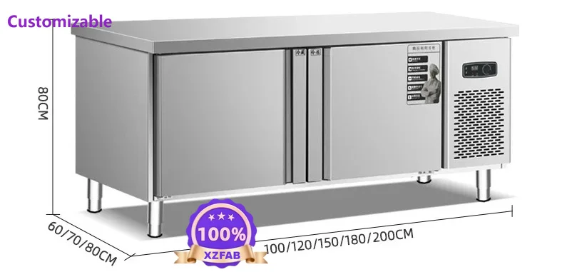 Factory Direct 2026 Refrigerated workbench Commercial Stainless steel console Refrigerator Freezer Fresh-keeping cabinet Kitchen