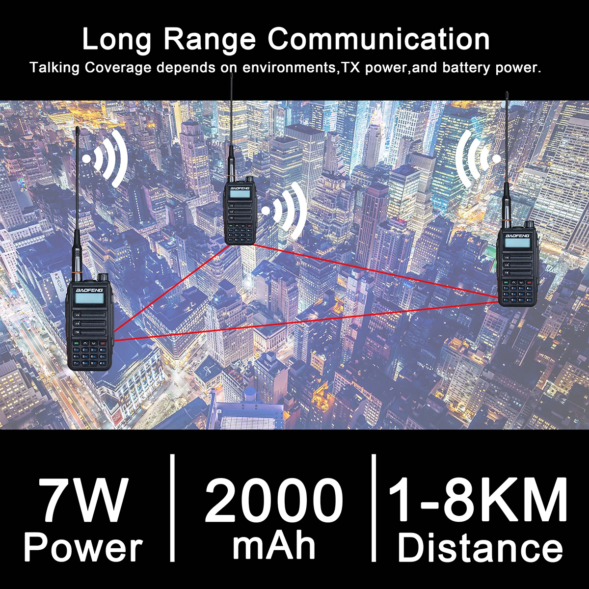 Baofeng Walkie Talkie UV-16 USB C Charge IP67 tahan air 10W Jarak Jauh dua arah Radio ht komunikator untuk berburu