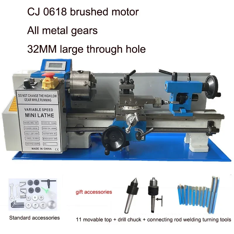 Lathe Home Small Ordinary CJ0618*350Mini DIY Manual High Precision Metal Outer Circle Small Lathe