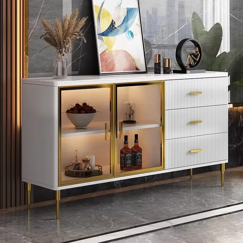 

Modern luxury living room furniture wooden glass sideboard, console table storage cabinet