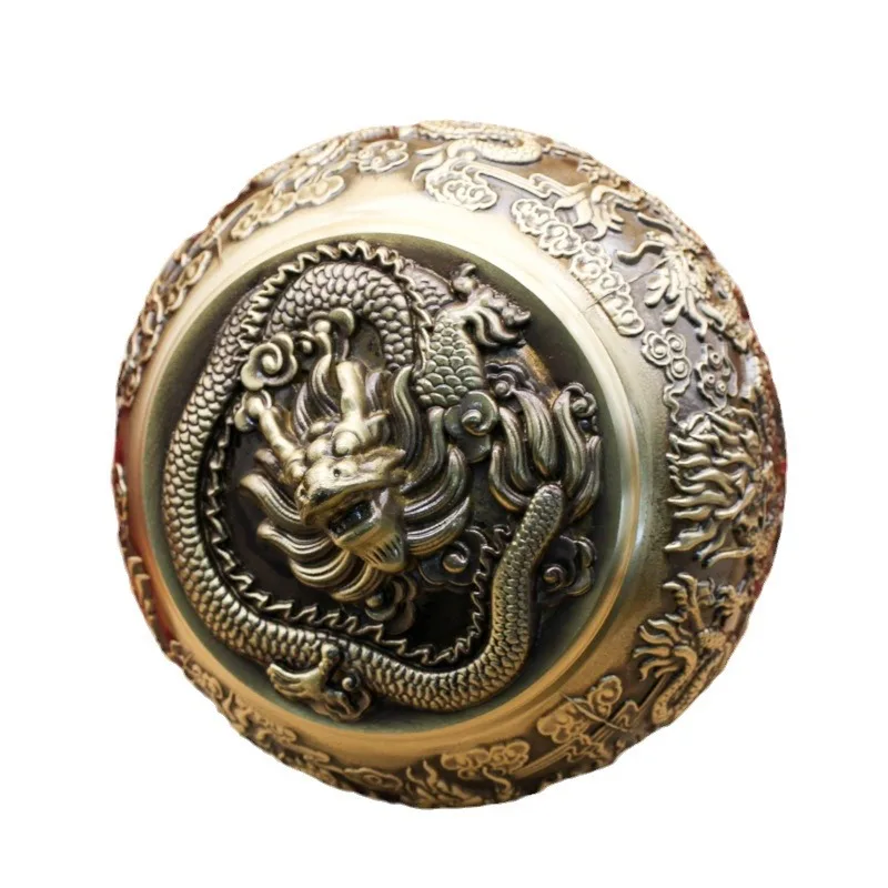 Brass Chinese Loong Tea Cans Storage Cans Antique Chinese Home Office Ornaments Metal Crafts