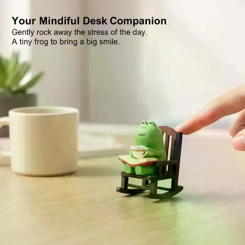 Japanese Mini Frog Resin Rocking Chair Decoration Cute Figurine for Car Desk Office Room Home Decor