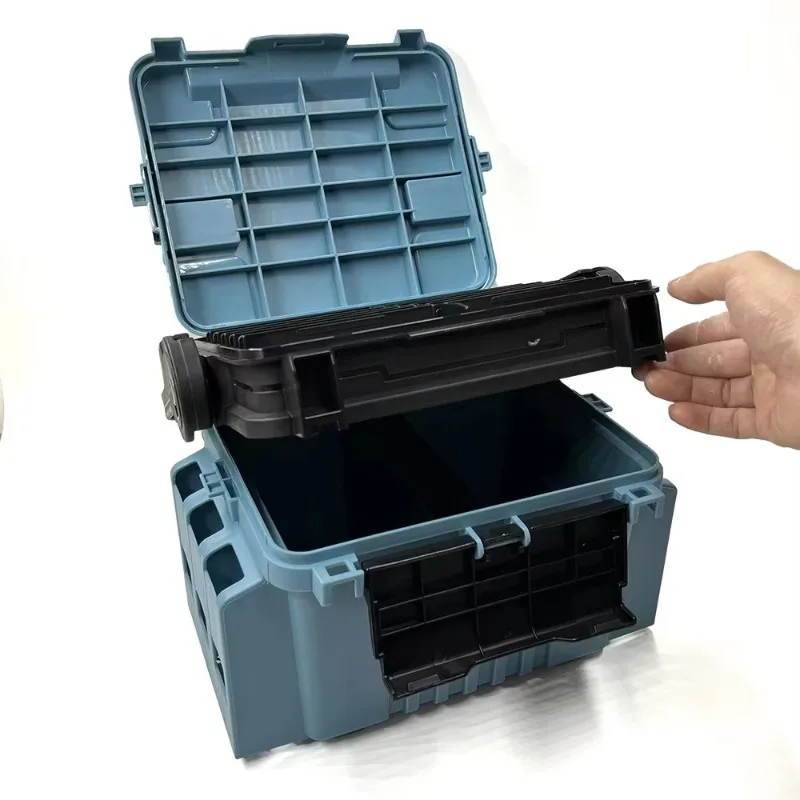 YTYINDurable Fishing Lure Suitcase Lockable Fishing Box Multifunctional Fishing Tackle Storage Compartment