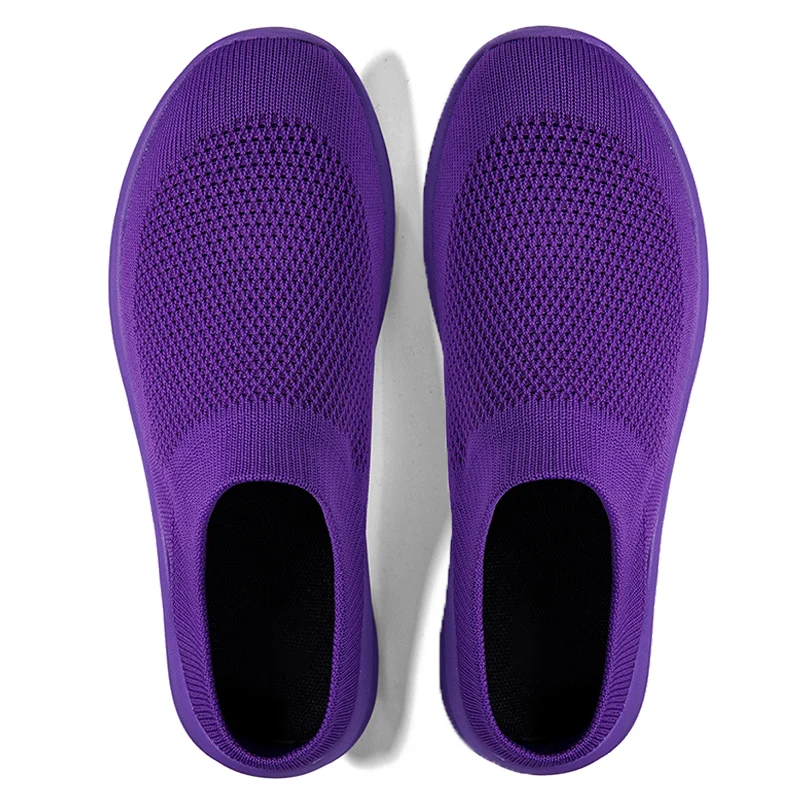 

Women's Casual Slippers Summer Fashionable Breathable Knitted Mesh Sports Sneakers for Couples Non-Slip Low Heel Sports Shoes