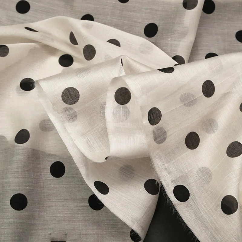 

Premium Polka Dot Tencel Fabric Sheer Lightweight Semi-Transparent Soft Material Elegant Blouse Dress Skirt Tailoring DIY