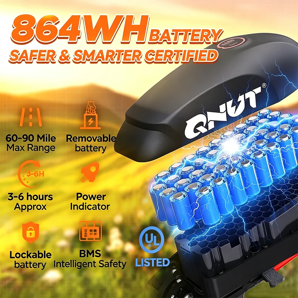 QNUT BK20 Electric Bike 1500W Peak Motor 48V 18Ah Removable Lithium Battery 20x4.0 Inch Fat Tire Retro Ebike Max 27MPH Dual Disc Brakes 7 Speed Off Road Commuting Mountain E Bike US Warehouse 1 Year Warranty image 7