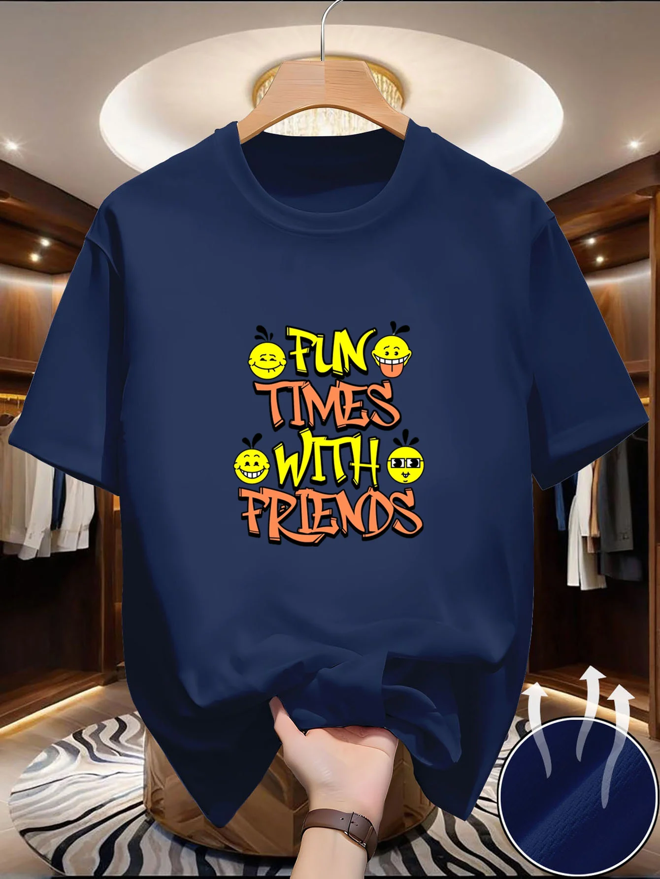 Men's Crew Neck Short Sleeve T-Shirt, Versatile for Daily Wear, High Comfort, Youthful Look, Fresh, Relaxed and Comfortable, Str