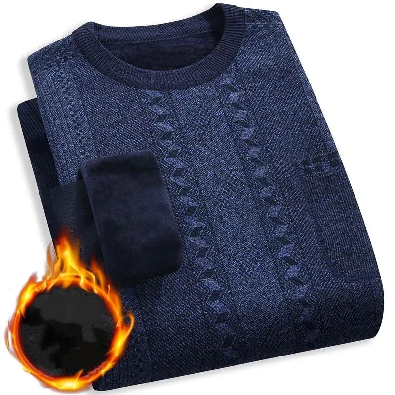 

Мужской свитер с круглым вырезом для пожилых людей среднего возраста, осенне-зимняя куртка, мужской вязаный топ