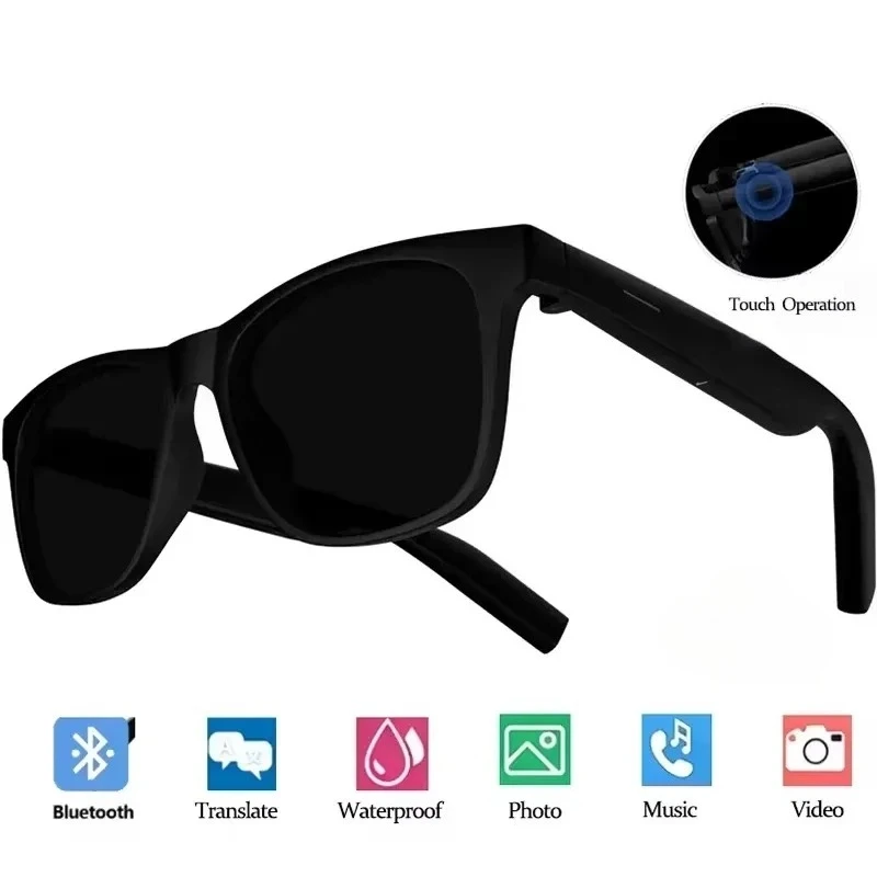 Lunettes Intelligentes IA avec Télécommande Tactile, Appareil Photo, Enregistrement, Traducteur, Ass