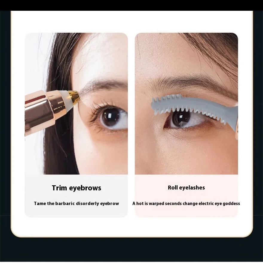 Rizador de pestañas eléctrico 2 en 1 y moldeador de cejas para mujeres, cepillo de pestañas doméstico de tendencia