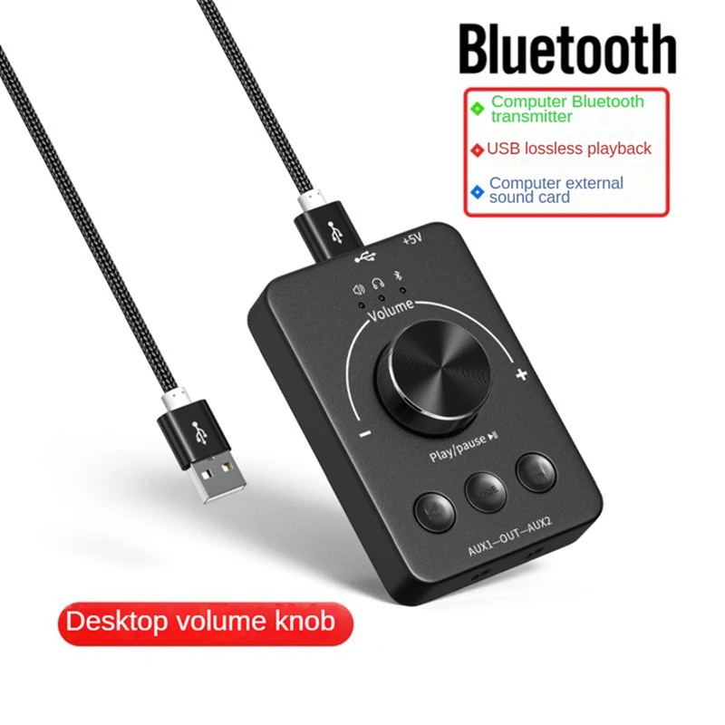 USB Volume Control Knob Multimedia Computer Speaker Controller Adjust Knob One-Key Mute Bluetooth With Play Pause Skip