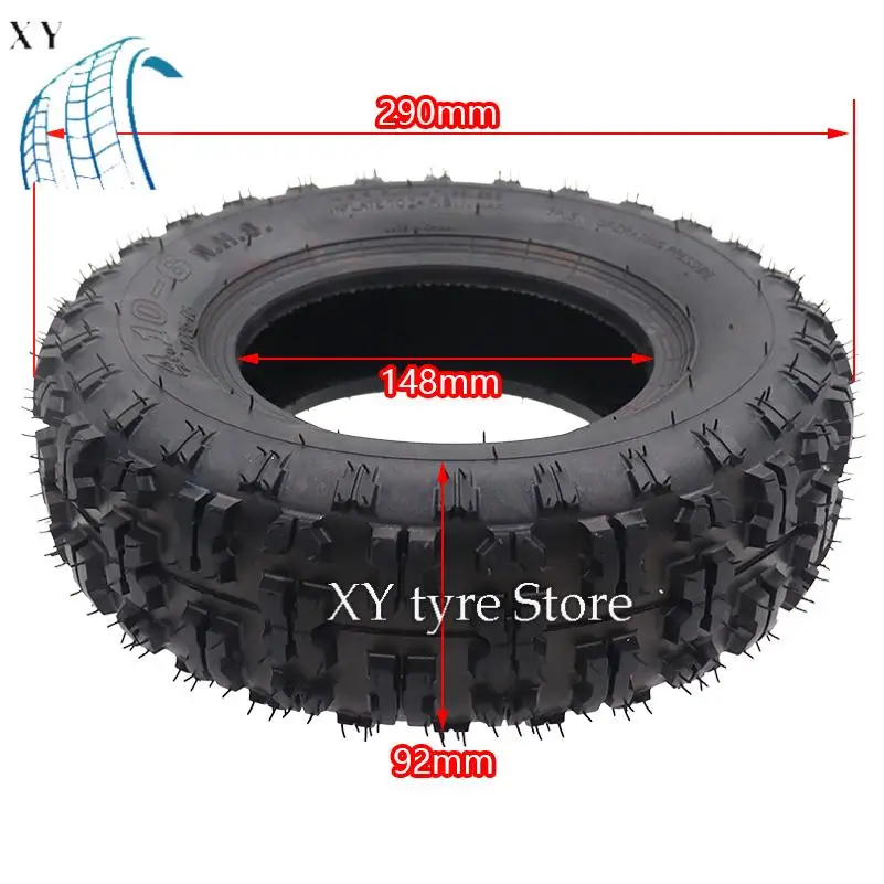 4.10-6 Front Tire +Tyre Rim Wheel Assembly 4.1-6 for Lawn Mower Kids' Go Cart ATV Quad Snow Blower Thrower