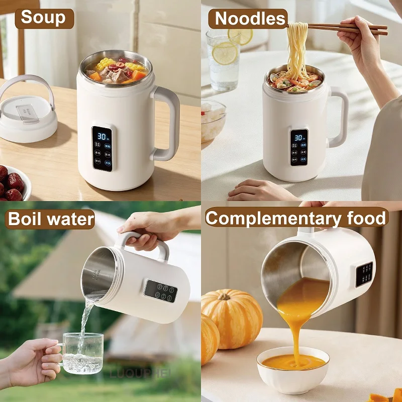 500W Electric Kettle Appointment Porridge Special Pot Portable 304 Stainless Steel Health Cup Multifunctional Rice Cooker 800ml