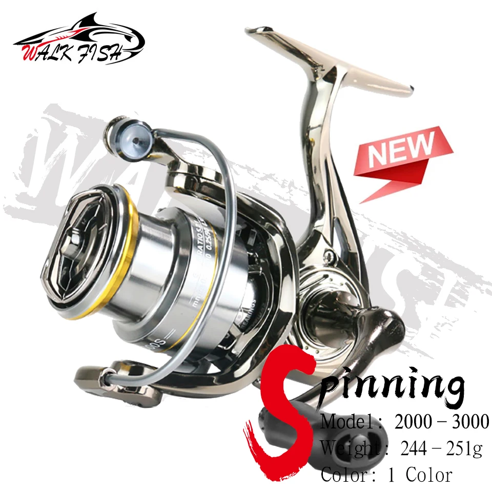 WALK FISH Lure Fishing Reel ES2000-3000S Series 5+1BB Single/double Crank Spinning Metal Wheel Max drag 8kg Outdoor Freshwater