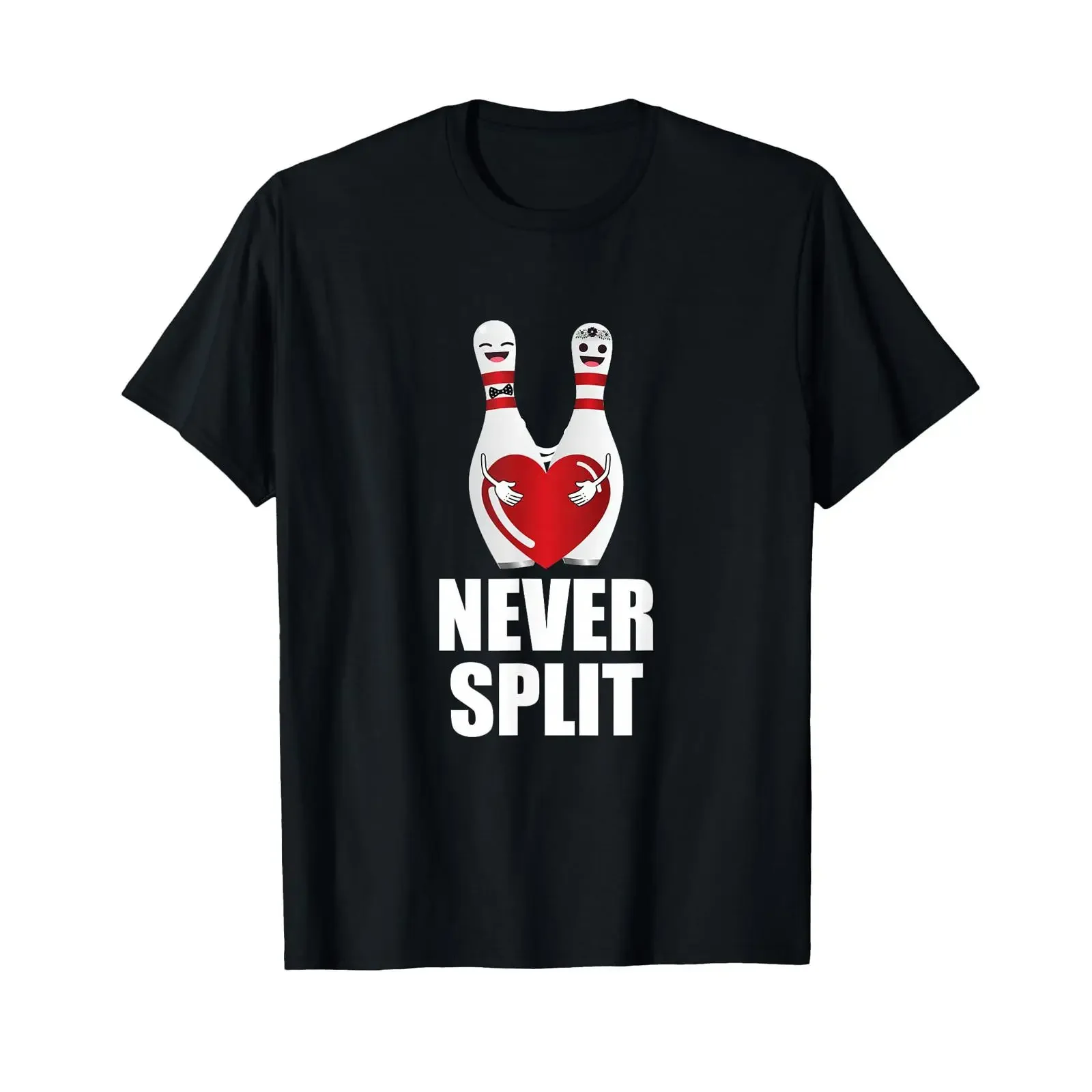 Never Split Bowling Pins Valentine's Day Couples Matching T Shirt vintage Washed fashion Slightly Versatile Breathable homme