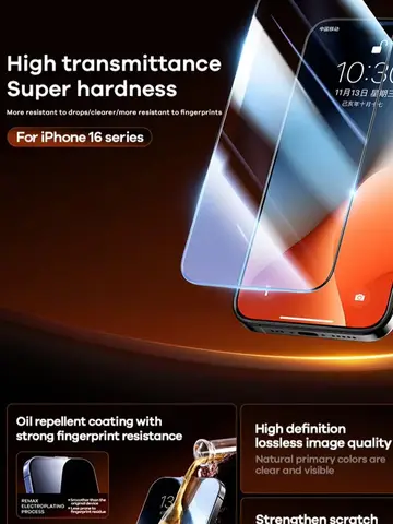 Защитная пленка Remax HD из закаленного стекла для iPhone 13/14/15/16/17 — пример использования