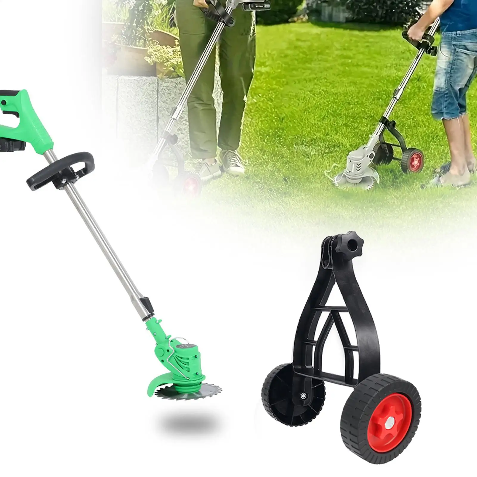 Universal Lawn Mower Stand For Brush Cutter Parts Adjustable String Trimmer Support Wheel Push Lawn Mower Stand Auxiliary Wheel
