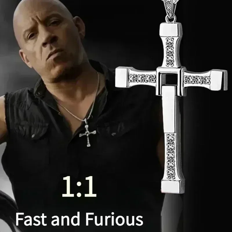 2025 New Vin Diesel Pendant Fast and Furious Boy Stainless Steel Dominic Toretto Cross Necklace for Men Chain Gift