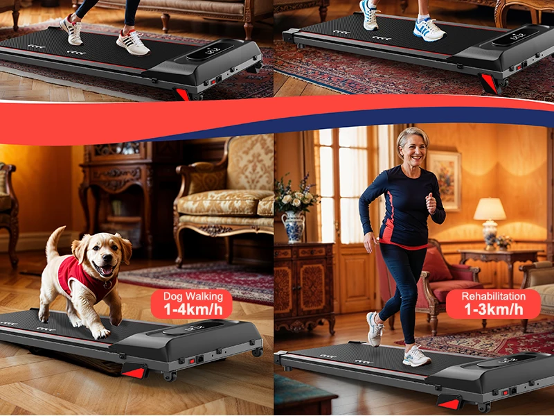 Leises Laufband für unter den Schreibtisch, 2,25 PS, 100 kg Tragkraft, 4% Steigung, tragbares, kompaktes elektrisches Laufband für Zuhause und Büro – Detail 3