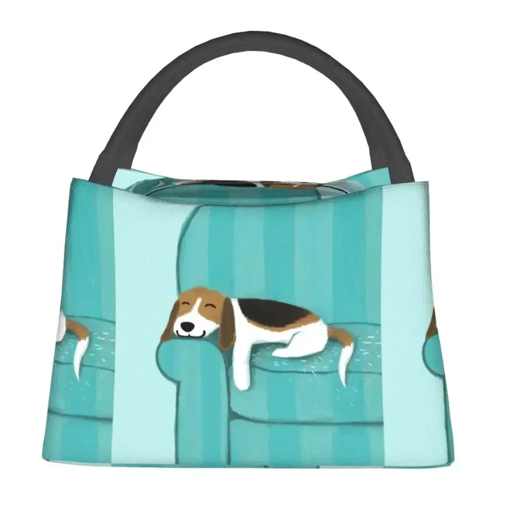 Happy Couch Dog Leuke Beagle Gooi Lunchtassen Geïsoleerde Bento Box Lunch Tote Picknickzakken Koeler Thermische Tas voor Vrouw Kinderen