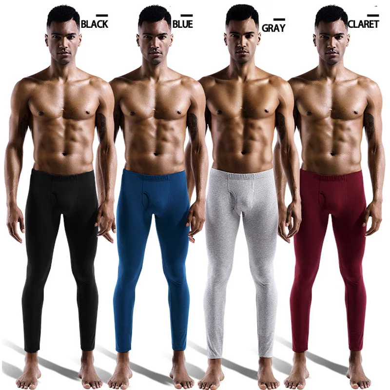 Brand Men Long Johns Tight Underwear Men Sexy U Convex Penis Pouch Leggings Gay Comfort Homewear Lounge Pants Thermal Underpants