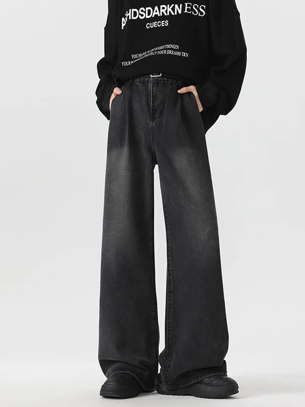 

American Retro Wide Leg Men's Jeans Casual Loose High Street Dad Pants Spring Autumn Couple Sle Floor Length Trousers