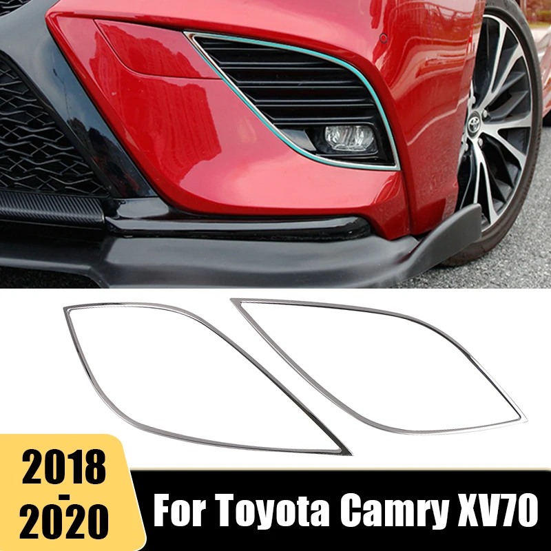 

Stainless Steel Car Accessories Front Fog Light Lamp Frame Trim Cover For Toyota Camry XV70 70 2018 2019 2020 Hybrid SE XSE