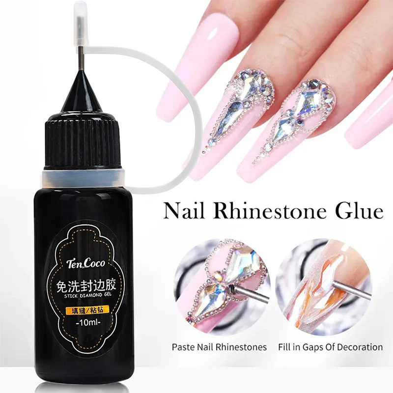 10 ml Nail art Rand Dichtung Kleber Waschen Kostenloser Abdichten Kleber Kräftig Stecken Bohrer Kleber Diy Nagel Schönheit Spezielle Nagel kleber