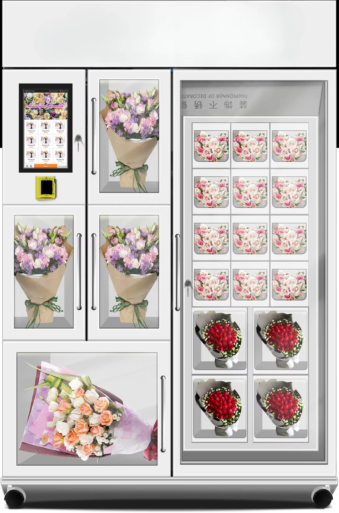 FL Easy Operate Flower Vending Locker Mobile Casters Design Fresh Bouquet Vending Device for New Flower Business