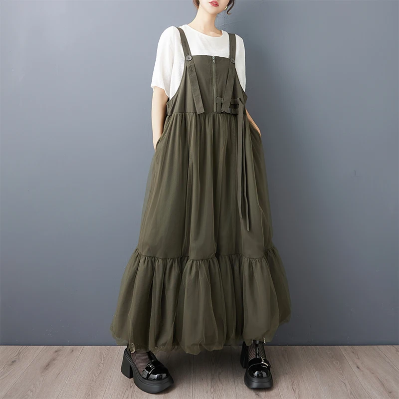 mode mesh splitsen hangende bloemknop rok ontwerp gevoel verborgen gesp rits schouderband verstelbare schouderband rok