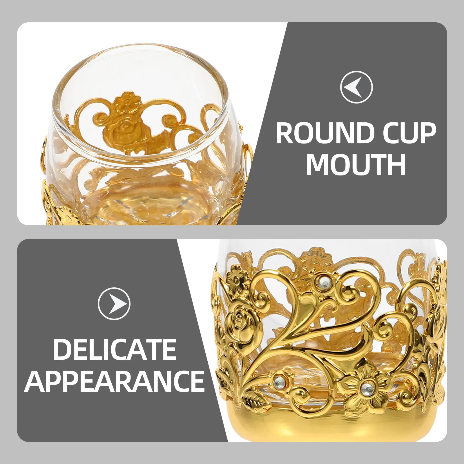 Copa de Vino de Metal y Vidrio Delicada, Pequeña Copa de Licor Retro, Vajilla Vintage para el Hogar, Bar, Fiesta, Decorativa, Reutilizable, Copa de Vino Pequeña