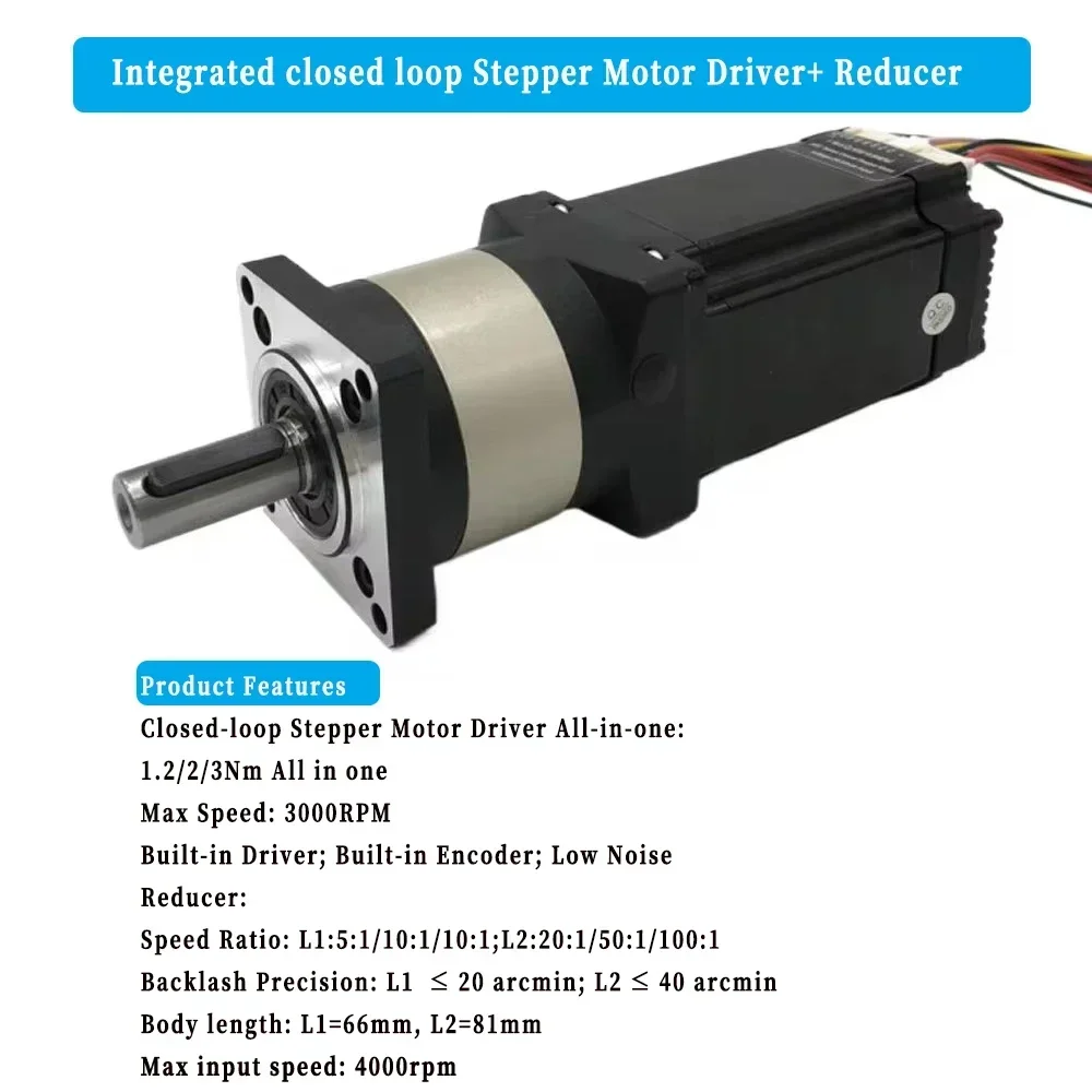 Rapporto riduttore riduttore epicicloidale 5 10 20 50 100:1 6,35/8mm Ingresso Nema23 57mm Azionamento motore passo-passo integrato ad anello chiuso