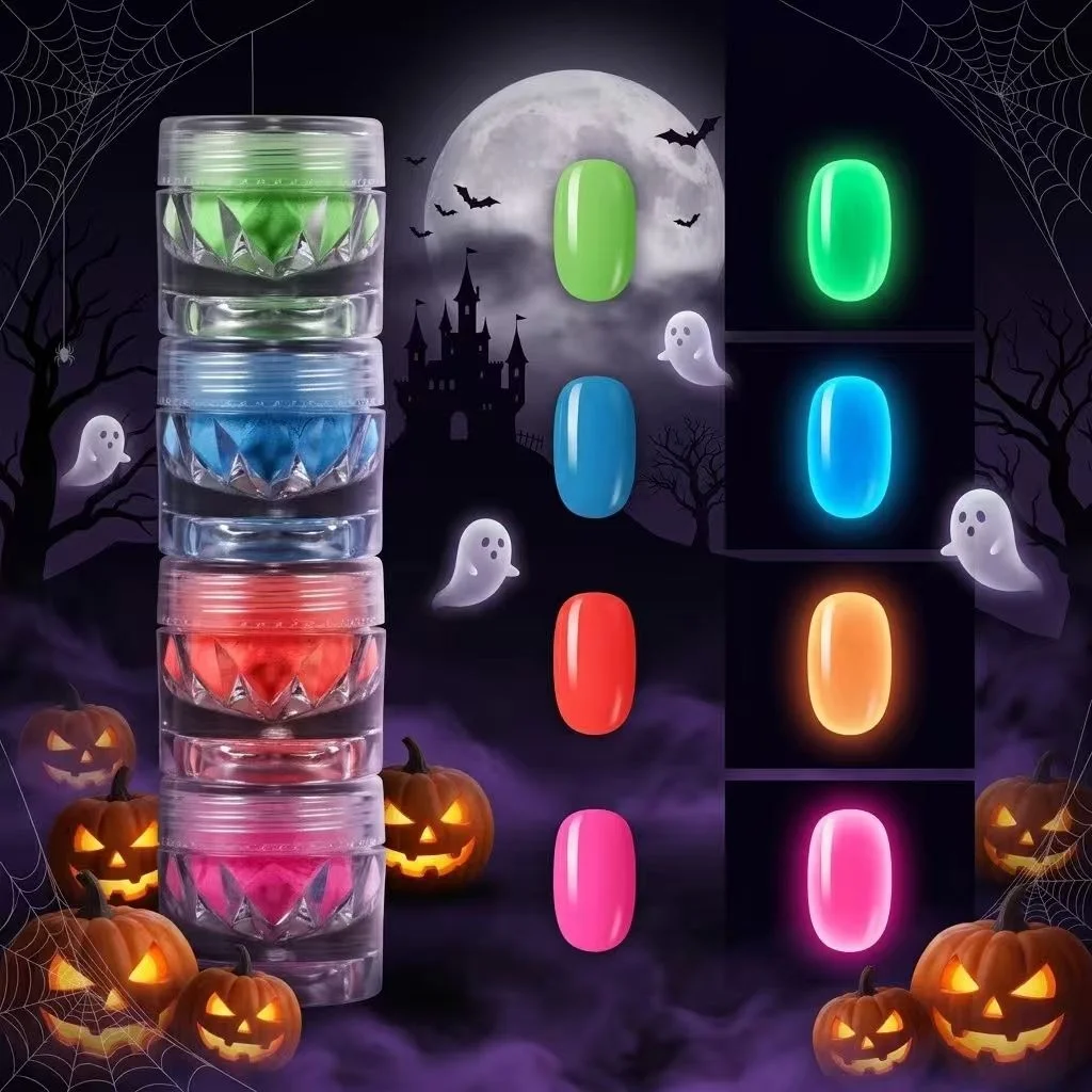 1pc Glow in the Dark Dip Nail Powder Luminous Neon Fluorescent Glitter Pigment Rubbing Dust for Halloween Manicure